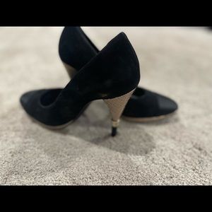 Beautiful practically new black suede and satin CHANEL shoes
